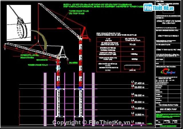 Biện pháp thi công,thiết bị cần cẩu,cần cẩu tháp tự leo